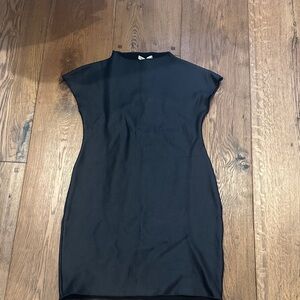 Zara Elegant Faux leather Black Mini Dress